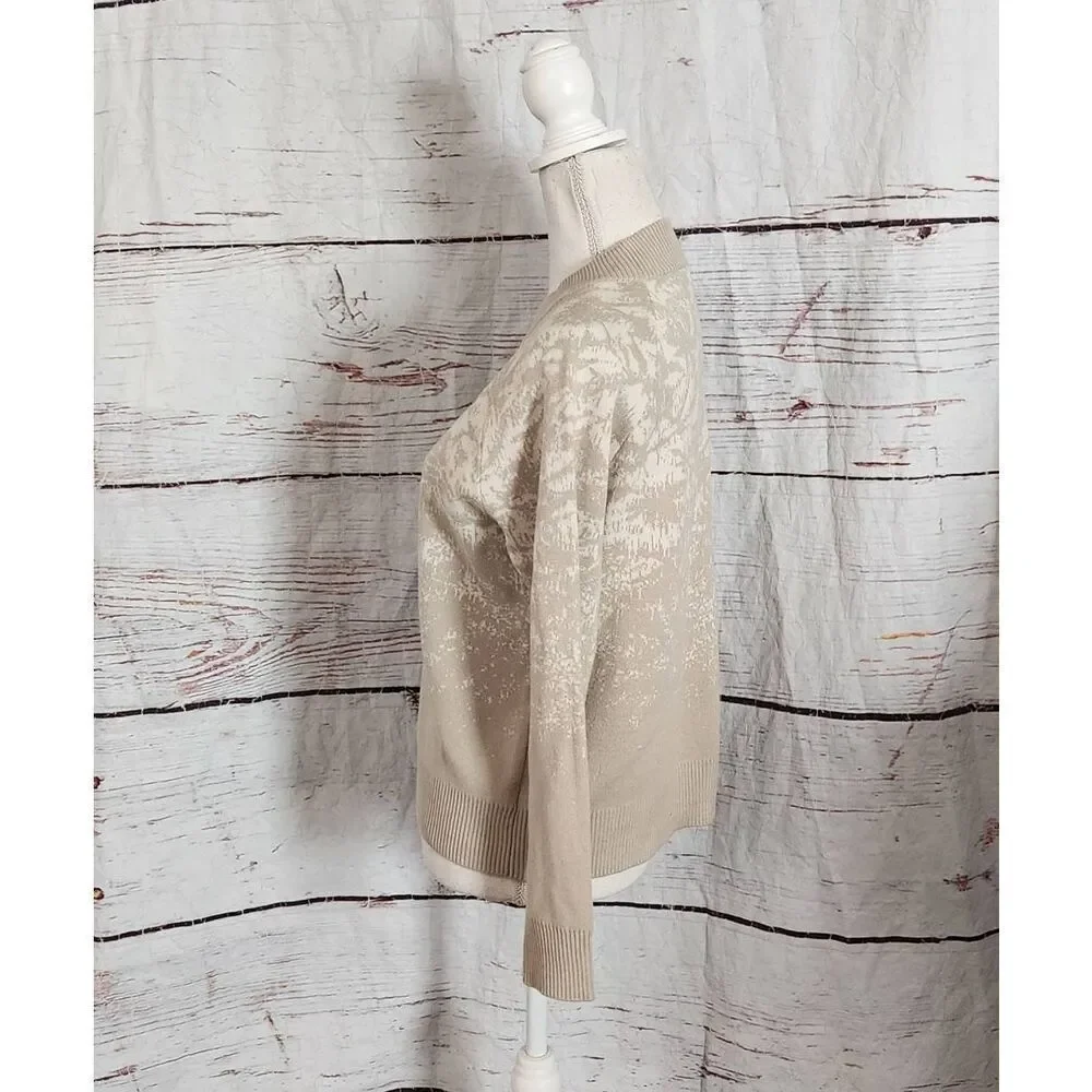 Athleta Jacquard Crew Sweater Frosted Floral Cream Size XS - Picture 4 of 7